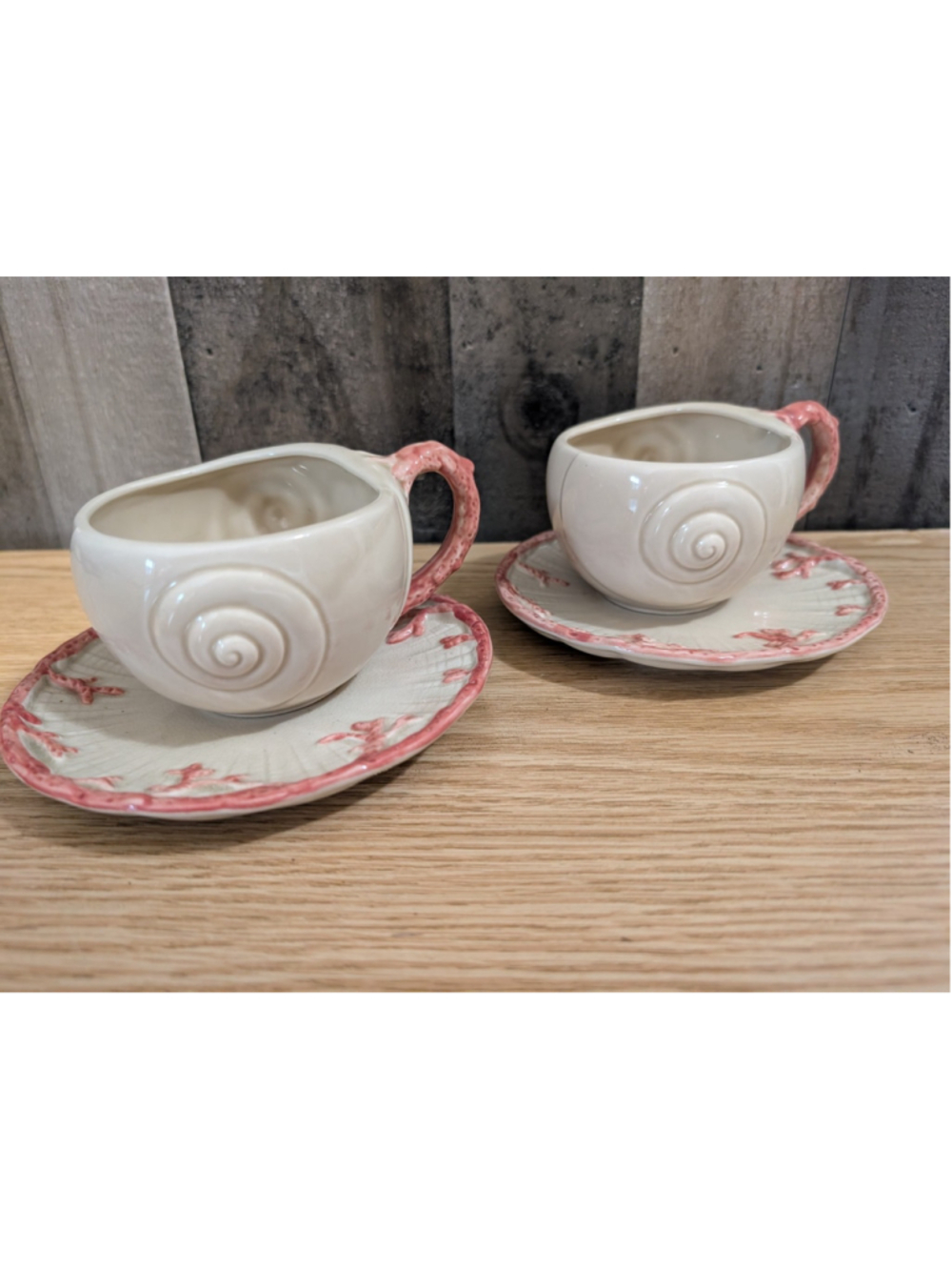 2 Sets Vintage 70's Fitz & Floyd Oceana Cups and Saucers